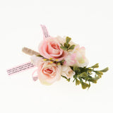 Maxbell Wedding Party Groom Bride Boutonniere Corsage Flower Brooch Pins Light Pink