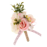Maxbell Wedding Party Groom Bride Boutonniere Corsage Flower Brooch Pins Light Pink