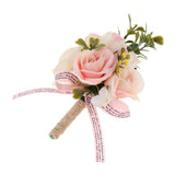 Maxbell Wedding Party Groom Bride Boutonniere Corsage Flower Brooch Pins Light Pink
