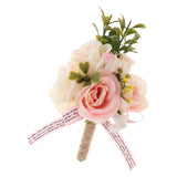 Maxbell Wedding Party Groom Bride Boutonniere Corsage Flower Brooch Pins Light Pink