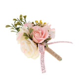Maxbell Wedding Party Groom Bride Boutonniere Corsage Flower Brooch Pins Light Pink