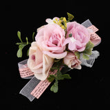 Maxbell Wedding Bride Bridesmaid Prom Party Wrist Corsage Hand Flower  Purple