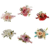Maxbell Wedding Bride Bridesmaid Prom Party Wrist Corsage Hand Flower  Purple