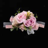 Maxbell Wedding Bride Bridesmaid Prom Party Wrist Corsage Hand Flower  Purple