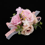 Maxbell Wedding Bride Bridesmaid Prom Party Wrist Corsage Hand Flower  Purple