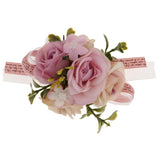 Maxbell Wedding Bride Bridesmaid Prom Party Wrist Corsage Hand Flower  Purple