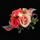 Maxbell Wedding Bride Bridesmaid Prom Party Wrist Corsage Hand Flower  Red