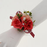 Maxbell Wedding Bride Bridesmaid Prom Party Wrist Corsage Hand Flower  Red