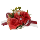 Maxbell Wedding Bride Bridesmaid Prom Party Wrist Corsage Hand Flower  Red