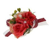 Maxbell Wedding Bride Bridesmaid Prom Party Wrist Corsage Hand Flower  Red