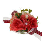 Maxbell Wedding Bride Bridesmaid Prom Party Wrist Corsage Hand Flower  Red