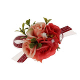 Maxbell Wedding Bride Bridesmaid Prom Party Wrist Corsage Hand Flower  Red
