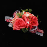 Maxbell Wedding Bride Bridesmaid Prom Party Wrist Corsage Hand Flower  Red