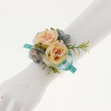 Maxbell Wedding Bride Bridesmaid Prom Party Wrist Corsage Hand Flower  Blue