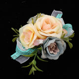 Maxbell Wedding Bride Bridesmaid Prom Party Wrist Corsage Hand Flower  Blue