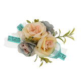 Maxbell Wedding Bride Bridesmaid Prom Party Wrist Corsage Hand Flower  Blue