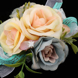 Maxbell Wedding Bride Bridesmaid Prom Party Wrist Corsage Hand Flower  Blue