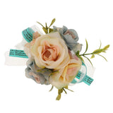 Maxbell Wedding Bride Bridesmaid Prom Party Wrist Corsage Hand Flower  Blue