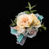 Maxbell Wedding Bride Bridesmaid Prom Party Wrist Corsage Hand Flower  Blue