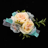 Maxbell Wedding Bride Bridesmaid Prom Party Wrist Corsage Hand Flower  Blue
