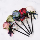 Max Silk Rose Flower Sign Pen Wedding Reception Guest Signature Pen Green