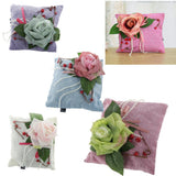Max Square Bamboo Charcoal Bags with Silk Rose Decor Home Car Ornaments White