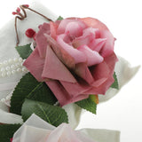 Max Square Bamboo Charcoal Bags with Silk Rose Decor Home Car Ornaments White