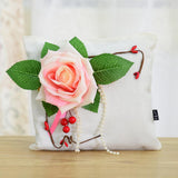 Max Square Bamboo Charcoal Bags with Silk Rose Decor Home Car Ornaments White