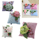 Max Square Bamboo Charcoal Bags with Silk Rose Decor Home Car Ornaments White