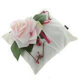 Max Square Bamboo Charcoal Bags with Silk Rose Decor Home Car Ornaments White