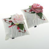 Max Square Bamboo Charcoal Bags with Silk Rose Decor Home Car Ornaments White