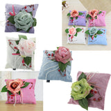 Max Square Bamboo Charcoal Bags with Silk Rose Decor Home Car Ornaments White