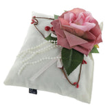 Max Square Bamboo Charcoal Bags with Silk Rose Decor Home Car Ornaments White