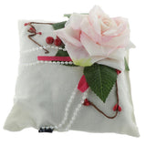 Max Square Bamboo Charcoal Bags with Silk Rose Decor Home Car Ornaments White