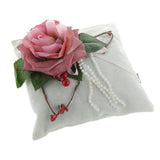 Max Square Bamboo Charcoal Bags with Silk Rose Decor Home Car Ornaments White