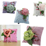 Max Square Bamboo Charcoal Bags with Silk Rose Decor Home Car Ornaments White