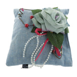 Max Square Bamboo Charcoal Bags with Silk Rose Decor Home Car Ornaments Blue