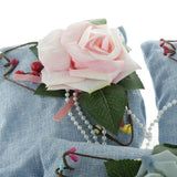 Max Square Bamboo Charcoal Bags with Silk Rose Decor Home Car Ornaments Blue