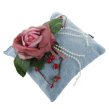 Max Square Bamboo Charcoal Bags with Silk Rose Decor Home Car Ornaments Blue