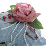 Max Square Bamboo Charcoal Bags with Silk Rose Decor Home Car Ornaments Blue