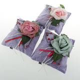 Max Square Bamboo Charcoal Bags with Silk Rose Decor Home Car Ornaments Purple