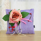 Max Square Bamboo Charcoal Bags with Silk Rose Decor Home Car Ornaments Purple
