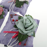 Max Square Bamboo Charcoal Bags with Silk Rose Decor Home Car Ornaments Purple