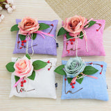 Max Square Bamboo Charcoal Bags with Silk Rose Decor Home Car Ornaments Purple