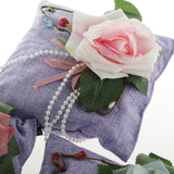 Max Square Bamboo Charcoal Bags with Silk Rose Decor Home Car Ornaments Purple