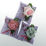 Max Square Bamboo Charcoal Bags with Silk Rose Decor Home Car Ornaments Purple