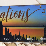 Max DIY Wooden Board Reminder Calendar with 50pcs Round Disc Family Celebrations