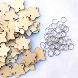 Max 50 Pieces Wooden Birthday Board Tags Circles Star
