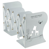 Max Delicate Deer Hollow Out Heavy Duty Metal Bookend Holder Stand Rack White