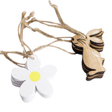 8pcs Set Easter Bunny Rabbit Flower Pendents Wooden Tags Hanging Decoration